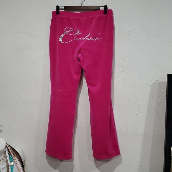 Y2K 2 Piece Hot Pink Stripper Gentleman's Club Employee Velour Tracksuit Size M - Picture 4 of 13